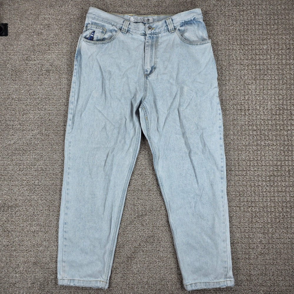 Polar Skate Co '92! Denim Light Wash Blue Baggy Tapered Fit Jeans Mens 34x30